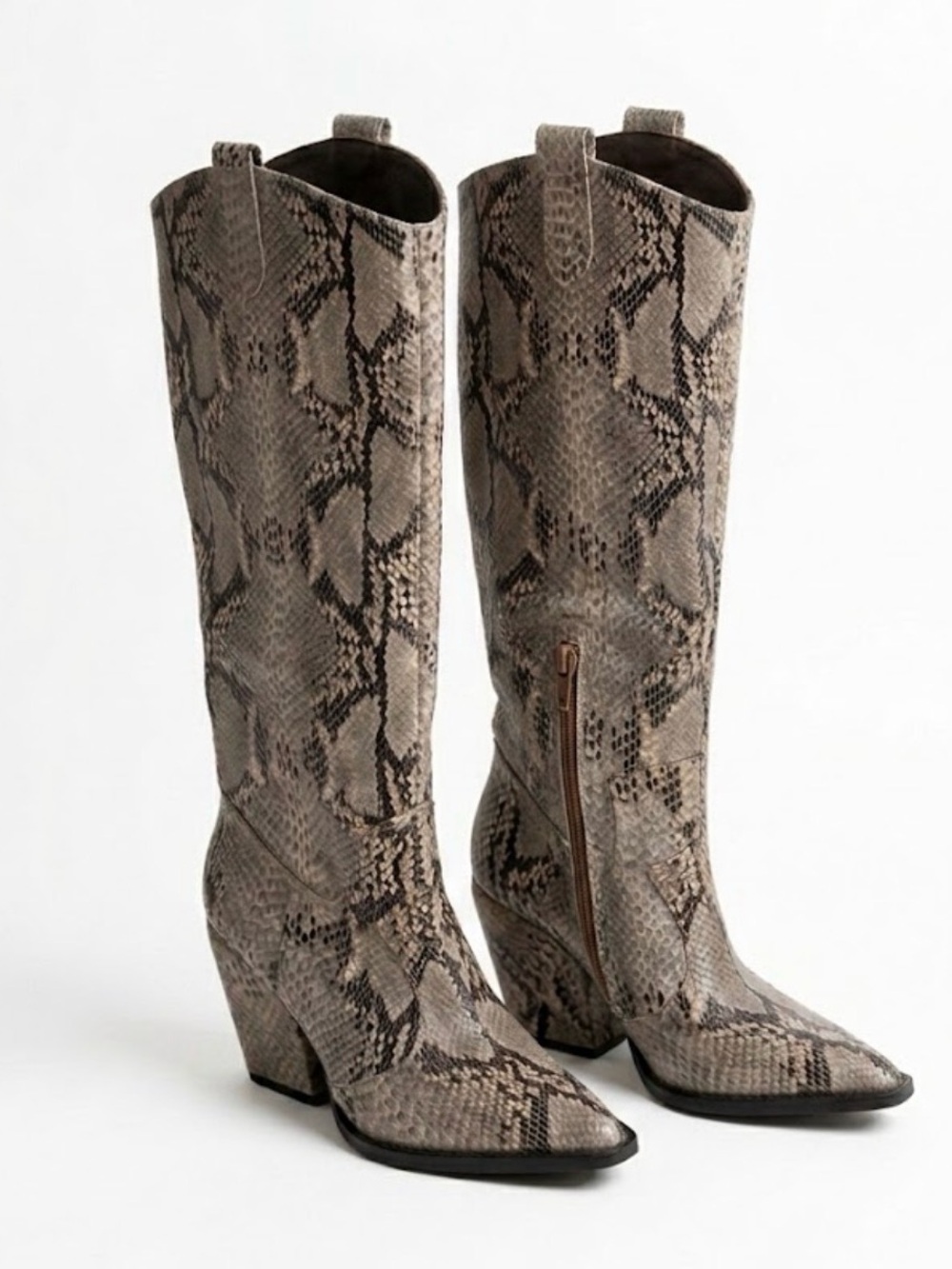 Alias Mae Westerly Knee High Boots Python Snake Leather Size EU 38 US 7.5-8 NWOB